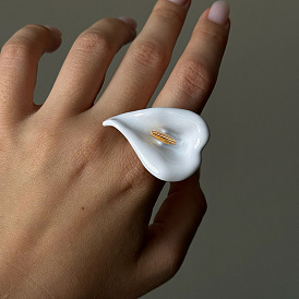 Bagues en acier inoxydable émaillé en forme de fleur pour femmes, lis calla, couleur inox