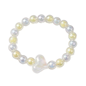 Bracelets extensibles en perles acryliques rondes de couleur ab, bracelets coeur pour femme, jaune