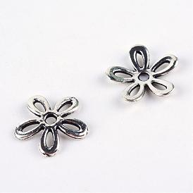Tibetan Style Alloy Bead Caps, Flower, 5-Petal, Cadmium Free & Lead Free