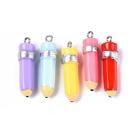 Непрозрачные подвески смолы, карандаш, с платиновым тоном железная петля