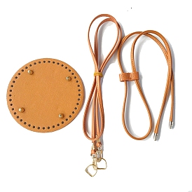 DIY Round-shaped Bucket Bag Making Kits, with Imitation Leather Handles & Bag Bottom & Drawstring Rope