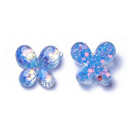 Resin Cabochons, with Paillette, Butterfly