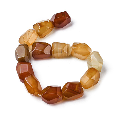 Natural Red Agate Beads Strands, Faceted, Dyed & Heated, Nuggets