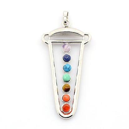 Chakra millésime bijoux en laiton pierres précieuses gros pendentifs, triangle, platine