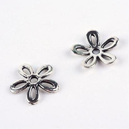 Tibetan Style Alloy Bead Caps, Flower, 5-Petal, Cadmium Free & Lead Free