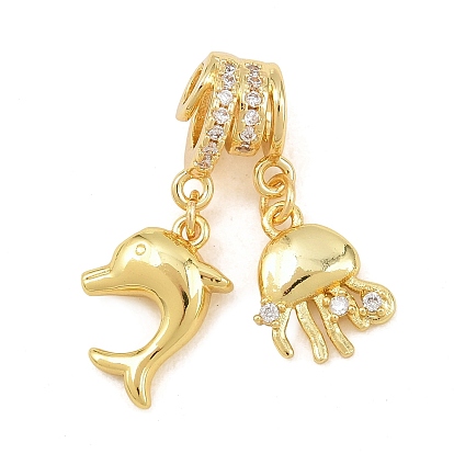 Латунные микропаве прозрачные подвески с фианитом, дельфины с подвесками в виде медуз, без кадмия и без свинца, стойки покрытие, долговечный