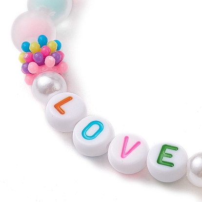 Candy Color Word Love Acrylic Beaded Stretch Bracelets for Kid