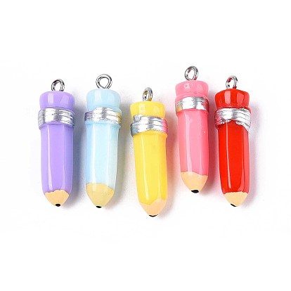 Непрозрачные подвески смолы, карандаш, с платиновым тоном железная петля