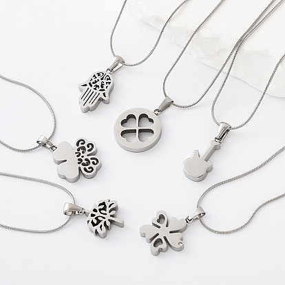 304 de acero inoxidable collares pendientes, color acero inoxidable, libre de deslustre