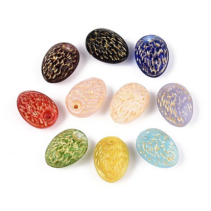 Клубничные стеклянные бусины, золотой металл обвитыми