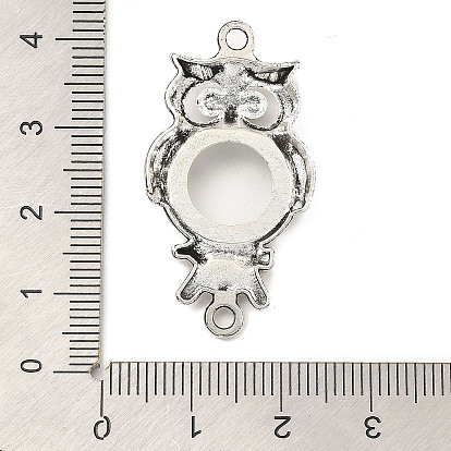 Tibetan Style Alloy Cabochon Connector Settings, Open Back Settings, Owl, Nickel