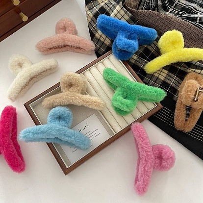 Плюшевая заколка для волос в форме акулы для женщин, зимние аксессуары для волос