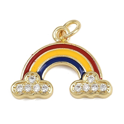 Кулоны с эмалью из латуни с прозрачным кубическим цирконием, радужные прелести, долговечный, стойки покрытие, без свинца и без кадмия, с целью перехода в кольце