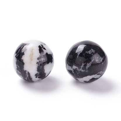 Perles de jaspe zébrées naturel, pas de trous / non percés, pour création de fil enroulé pendentif , ronde