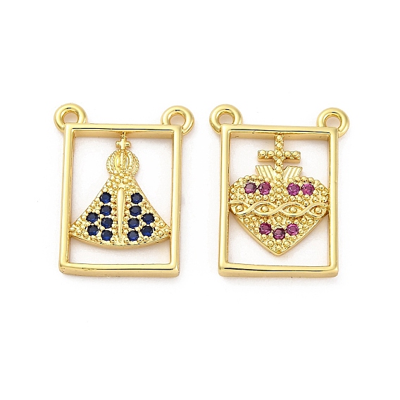 Латунные микро проложить кубического циркония подвески, прямоугольник амулеты, стойки покрытие, прочное покрытие, без кадмия и без свинца