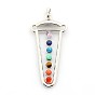 Vintage Chakra Jewelry Brass Gemstone Big Pendants, Triangle, Platinum