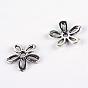 Tibetan Style Alloy Bead Caps, Flower, 5-Petal, Cadmium Free & Lead Free