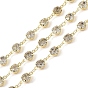 Brass Link Chains, with Rhinestone, Rack Plating Real 18K Gold Plated, Soldered, with Spools, Long-Lasting Plated, Cadmium Free & Lead Free