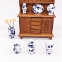 Mini Ceramic Vase Miniature Ornaments Sets, Micro Landscape Garden Dollhouse Accessories, Pretending Prop Decorations, Blue and White Porcelain, Mixed Shapes