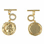 Brass Micro Pave Clear Cubic Zirconia Toggle Clasps, Nickel Free, Flat Round