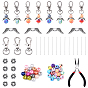 Наборы для самостоятельной сборки ключей, включают шарики из полимерной глины, абс бусы, Сплавочные бусины, сплав поворотный Lobster Claw застежками, латунные шпильки с плоской головкой, Клещи углерода стали ювелирные изделия