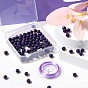 100Pcs 8mm Natural Charoite Round Beads, with 10m Elastic Crystal Thread, for DIY Stretch Bracelets Making Kits