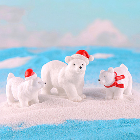 Resin Miniature Polar Bear with Hat Ornaments, Micro Landscape Home Dollhouse Accessories, Pretending Prop Decorations