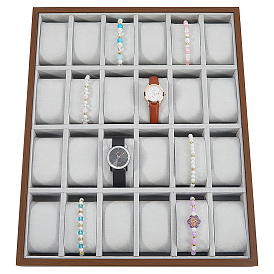 24 Деревянные подносы для демонстрации часов с подушками, подставки для хранения наручных часов, прямоугольные