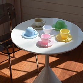 Миниатюрные украшения из пластиковой чайной чашки и тарелки, аксессуары для домашнего кукольного домика с микро-ландшафтом, притворяясь опорными украшениями