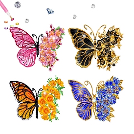 Butterfly DIY Diamond Painting Sticker Kits, with Resin Rhinestones, Diamond Sticky Pen, Tray Plate and Glue Clay