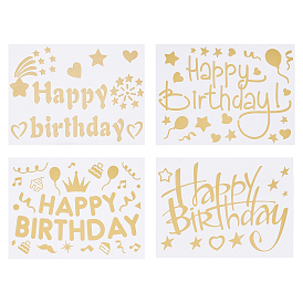 SUPERDANT 16 Pcs 4 Styles Happy Birthday Theme Waterproof Self Adhesive Sticker, for Party Celebrate Decoration