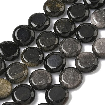 Природные обсидиана бисер нитей, плоско-круглые