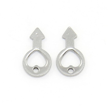 Mode 304 pendentifs en acier inoxydable, signe de genre masculin / mars, 12x7x1mm, Trou: 1mm