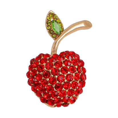 Сплавочные брошки, без кадмия, без никеля и без свинца, со стразами, вишня