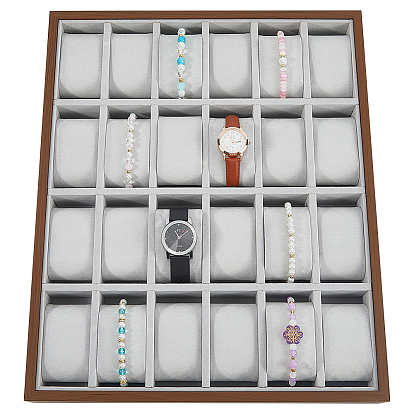 24 Деревянные подносы для демонстрации часов с подушками, подставки для хранения наручных часов, прямоугольные