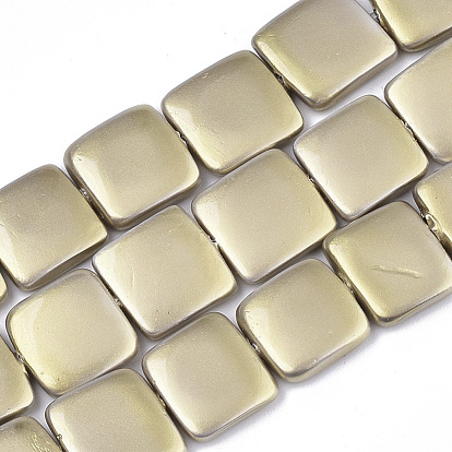 Spray Painted Natural Shell Pearl Beads Strands, Square