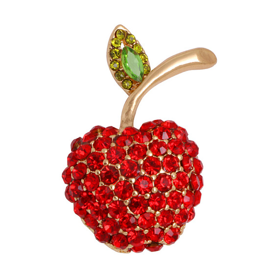 Сплавочные брошки, без кадмия, без никеля и без свинца, со стразами, вишня