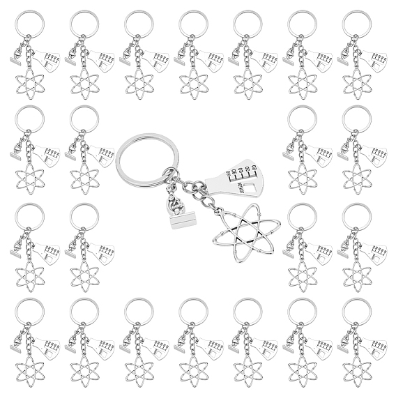 24шт. брелки из сплава, с железными кольцами, цветок