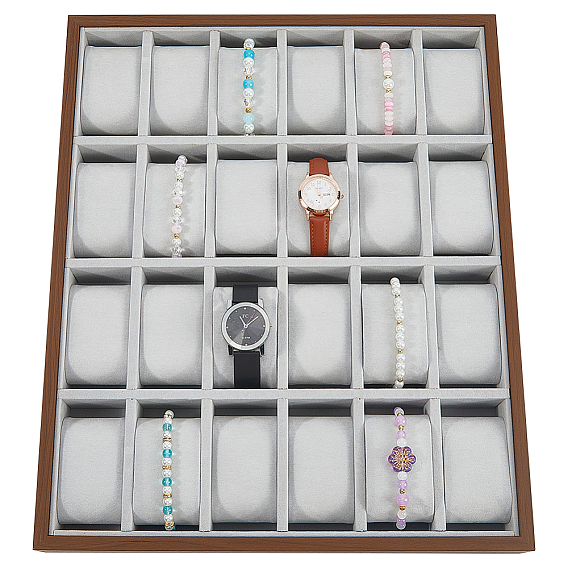 24 Деревянные подносы для демонстрации часов с подушками, подставки для хранения наручных часов, прямоугольные