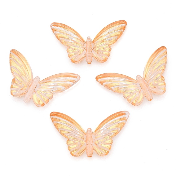 Прозрачные акриловые бусины, золотой металл обвитыми, бабочка