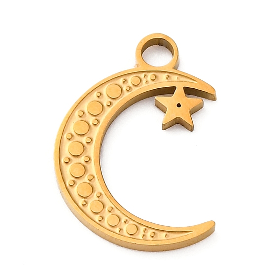 304 подвески из нержавеющей стали, луна со звездным шармом, ионное покрытие (ip)