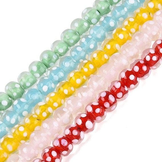 Hilos de abalorios de murano hechos a mano, talón en grano, rondel y lunares