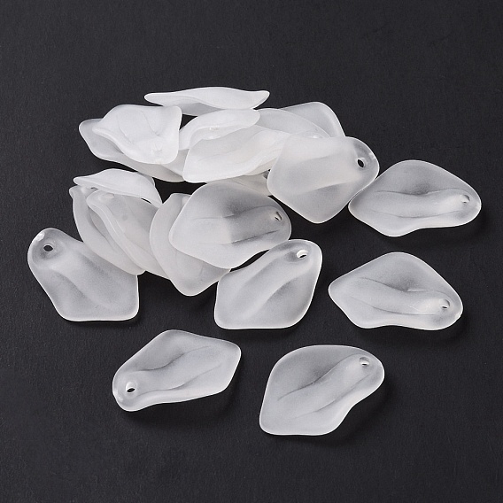 Transparent Acrylic Pendants, Frosted, Leaf