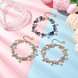 3Pcs Natural Green Aventurine & Sunstone & Lapis Lazuli Chip Beaded Bracelets for Women, with Shell Pearl