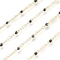 Brass Oval Link Chains, with Enamel & Spool, Unwelded, Long-Lasting Plated, Real 18K Gold Plated