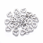 201 Stainless Steel Open Heart Charms, Hollow
