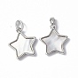Brass Pendants, with Freshwater Shell, Nickel Free, Star Charm