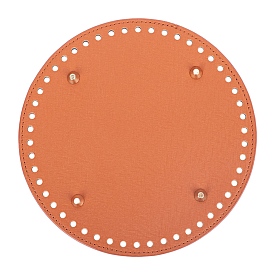 PU Leather Bottom, for Women Bags Handmade DIY Accessories, Flat Round