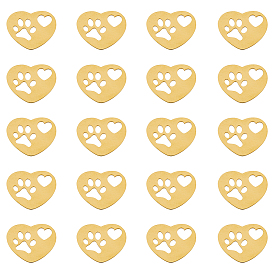 20 шт. 201 подвески из нержавеющей стали, лазерная резка, Сердце с пустым сердцем и след собаки