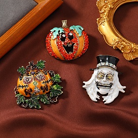 Halloween Alloy Enamel Brooch, with Rhinestone